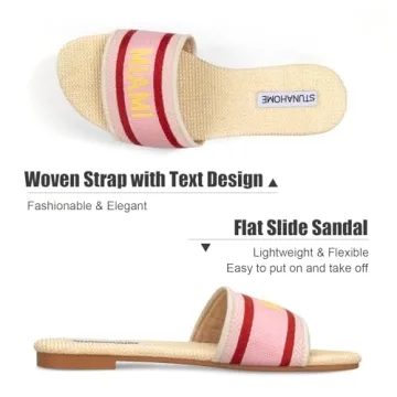 STUNAHOME Summer Flat Sandals for Women Fashion slide Sandals Womens