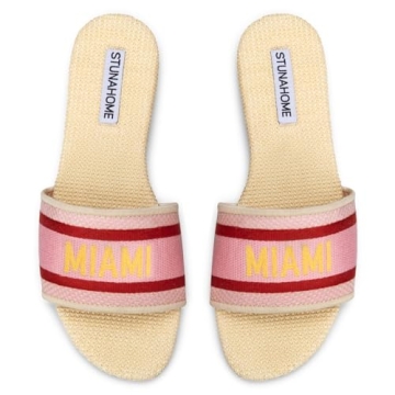 STUNAHOME Summer Flat Sandals for Women Fashion slide Sandals Womens