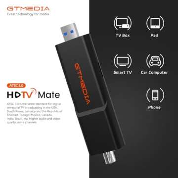 GT Media ATSC3.0/1.0 USB TV Tuner Stick - 4K OTA with DVR Recording