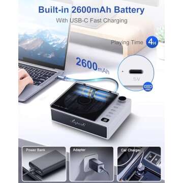 CD Player Portable, Leapwell Portable CD Player with Speakers Bluetooth for Car Home, Small Compact Desktop Retro CD Player Rechargeable with Headphones Radio, Personal CD Players with FM USB White