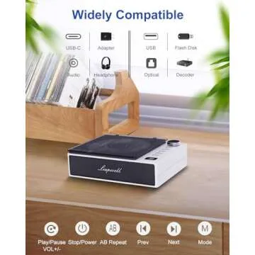 CD Player Portable, Leapwell Portable CD Player with Speakers Bluetooth for Car Home, Small Compact Desktop Retro CD Player Rechargeable with Headphones Radio, Personal CD Players with FM USB White