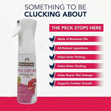 Healthy Hen The Peck Stops Here Pecking Spray for Chickens - Organic Wound Spray Formula - 10 oz - with Essential Oils for Wound Care to Help Deter Pecking and Plucking - Made in The USA