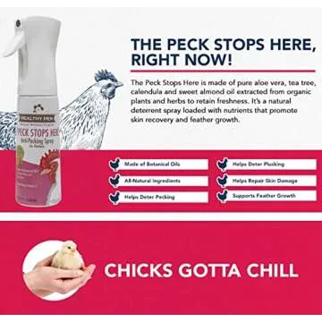 Healthy Hen The Peck Stops Here Pecking Spray for Chickens - Organic Wound Spray Formula - 10 oz - with Essential Oils for Wound Care to Help Deter Pecking and Plucking - Made in The USA