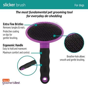 Hartz Groomer's Best Deshedding Slicker Dog Brush, Black/Violet, Dogs