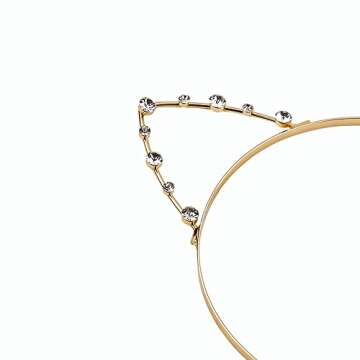 MOKALINA 1Pcs Rhinestone Cat Ears Headband Crystal Cat Ears Hair Band for Women Girls Halloween Cosplay Costume Accessory (Gold)