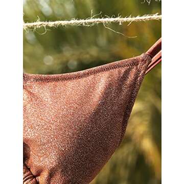 ZAFUL Women's Bikini Set for Women Cutout Sparkly Bikini Tie Side Two Piece Swimsuit Criss Cross Bathing Suit(S,Sparkly-Coffee)