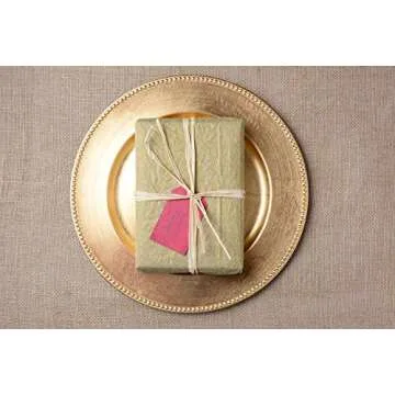 Tiger Chef Round Charger Plates Gold Beaded Dinner Chargers - 13-inch Wedding Charger Plates (12 Pack)