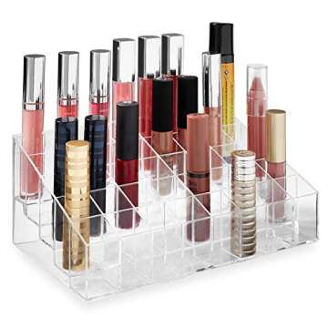 Casafield Acrylic Lipstick Organizer 40 Slot Clear Storage