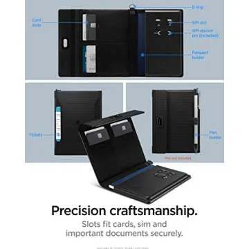 Spigen Life Passport Card Cover Holder Passport Wallet Travel Documents Organizer Protector Passport Holder Travel Accessories with RFID Blocking Technology SIM Card Pin Included - Black