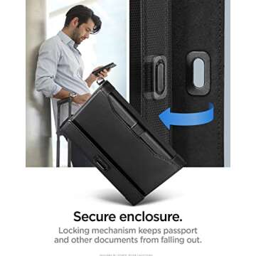 Spigen Life Passport Card Cover Holder Passport Wallet Travel Documents Organizer Protector Passport Holder Travel Accessories with RFID Blocking Technology SIM Card Pin Included - Black