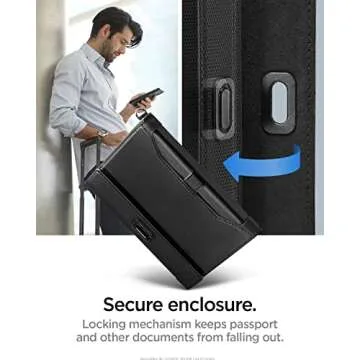 Spigen Life Passport Card Cover Holder Passport Wallet Travel Documents Organizer Protector Passport Holder Travel Accessories with RFID Blocking Technology SIM Card Pin Included - Black