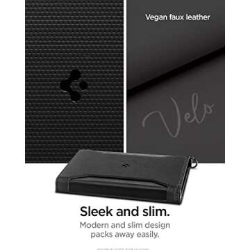 Spigen Life Passport Card Cover Holder Passport Wallet Travel Documents Organizer Protector Passport Holder Travel Accessories with RFID Blocking Technology SIM Card Pin Included - Black