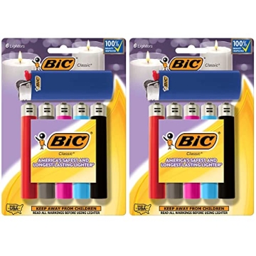 BIC Classic Pocket Lighters, Durable and Stylish Lighting Solution, 12 Count Pack