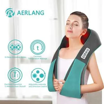 AERLANG Fathers Day Dad Gifts Neck Massger,Shiatsu Neck and Back Massager with Heating Neck and Shoulder Massager Deep Kneading Pillow for Massage Home Office Car Use Gifts for Women Men Dad Mom