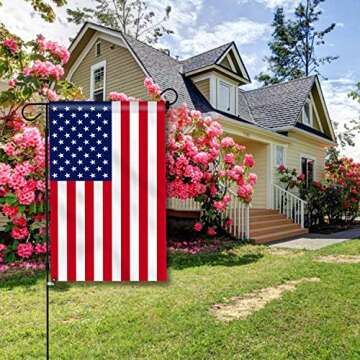 Anley Double Sided Premium Garden Flag, US Garden Flag - USA American United States July 4th Independence Day Patriotic Decorative Yard Flags - Weather Resistant & Double Stitched - 18 x 12.5 Inch