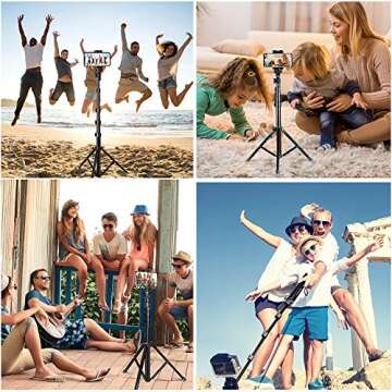 Selfie Stick Tripod, UBeesize 60" Extendable Tripod Stand with Bluetooth Remote for iPhone & Android Phone, Heavy Duty Aluminum, Lightweight