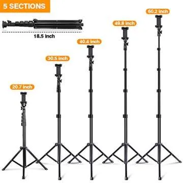 Selfie Stick Tripod, UBeesize 60" Extendable Tripod Stand with Bluetooth Remote for iPhone & Android Phone, Heavy Duty Aluminum, Lightweight