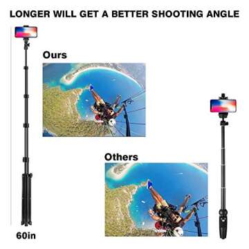Selfie Stick Tripod, UBeesize 60" Extendable Tripod Stand with Bluetooth Remote for iPhone & Android Phone, Heavy Duty Aluminum, Lightweight