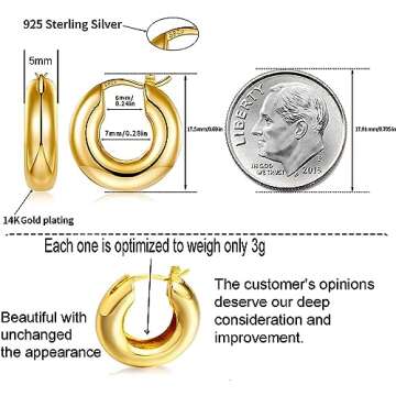 Chunky Gold Hoops for Women - Stylish & Lightweight Earrings
