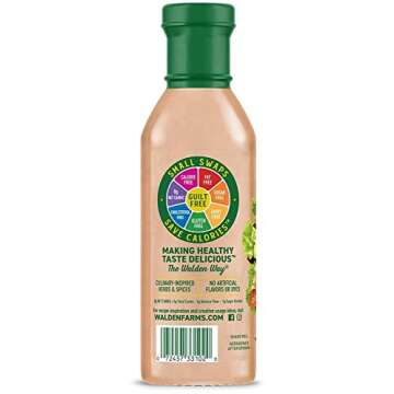 Walden Farms Thousand Island Dressing, 12 oz. Bottle, Fresh and Delicious Salad Topping, Non-GMO, Sugar Free 0g Net Carbs Condiment, Smooth and Creamy, 2 Pack