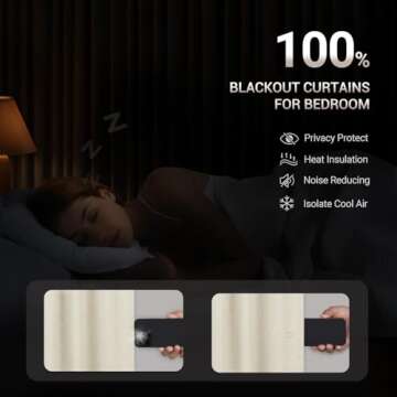 Zeerobee 100% Blackout Curtains in Cream, 2 Panels Set