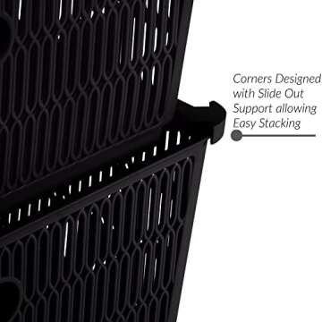 Simplify 2Pk Shallow Slide 2 Stack It Tote Basket | Storage & Organization | Open Bins with Stackable Capability | Bathroom | Crafts | Pantry | Playroom | Office | Black