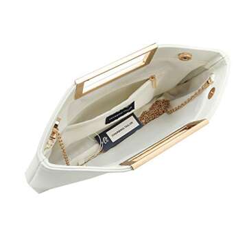 CHARMING TAILOR Fashion PU Leather Handbag Stylish Women Convertible Clutch Purse (White)