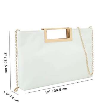 CHARMING TAILOR Fashion PU Leather Handbag Stylish Women Convertible Clutch Purse (White)