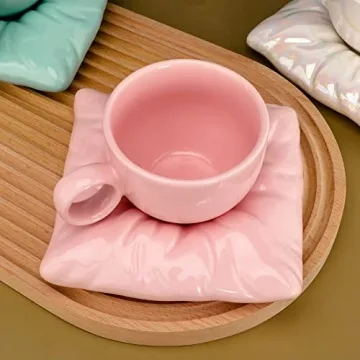 Veisky Ceramic Mug Set with Pillow Coaster and Spoons