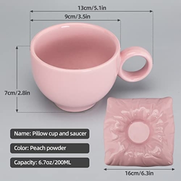 Veisky Ceramic Mug Set with Pillow Coaster and Spoons