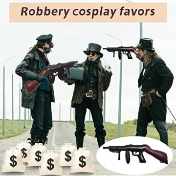 6 Pcs Inflatable Gun & Money Bag Set for Themed Parties