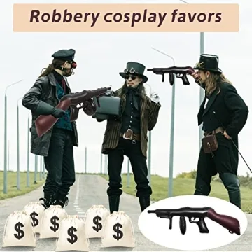 6 Pcs Inflatable Gun & Money Bag Set for Themed Parties