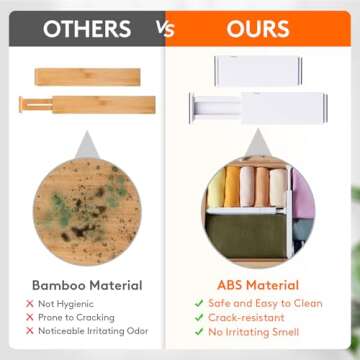 Lifewit 4 Pack Drawer Dividers 4" High,11-17" Adjustable Dresser Drawer Organizers for Clothes, Expandable Dresser Separators in Bedroom/Bathroom/Kitchen/Vanity/Office Organization and Storage, White