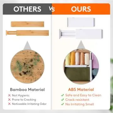 Lifewit 4 Pack Drawer Dividers 4" High,11-17" Adjustable Dresser Drawer Organizers for Clothes, Expandable Dresser Separators in Bedroom/Bathroom/Kitchen/Vanity/Office Organization and Storage, White