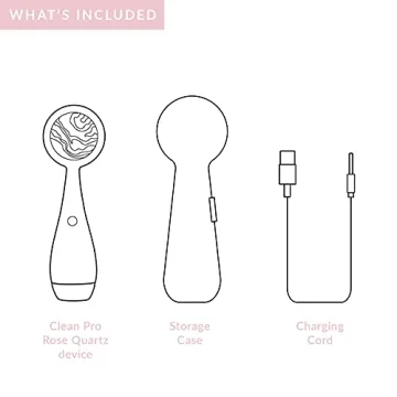 PMD Clean Pro RQ - Smart Facial Cleansing Device with Silicone Brush & Rose Quartz Gemstone ActiveWarmth Anti-Aging Massager - Waterproof - SonicGlow Vibration - Clear Pores & Blackheads