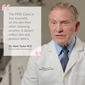 PMD Clean Pro RQ - Smart Facial Cleansing Device with Silicone Brush & Rose Quartz Gemstone ActiveWarmth Anti-Aging Massager - Waterproof - SonicGlow Vibration - Clear Pores & Blackheads