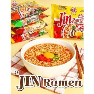 OTTOGI Jin Ramen Spicy Flavor, Authentic Korean Instant Noodle, Genuine Korean Ramen Soup Mix, Savor...