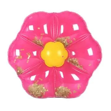 LAZY COAST Inflatable Glitter Flower Float Swim Pool Lounge, Pink 57’’