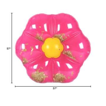 LAZY COAST Inflatable Glitter Flower Float Swim Pool Lounge, Pink 57’’