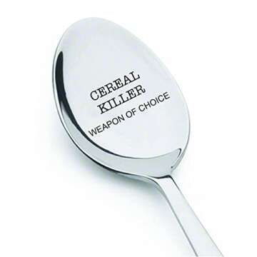 Cereal Killer Weapon of Choice - Engraved Spoon Gift for Kids Friends | Funny Spoon Gift for Mom Dad | Birthday Christmas Thanksgiving Day Gift for Cereal Lovers | Gifts for Teen Girl Boy - 7 inch