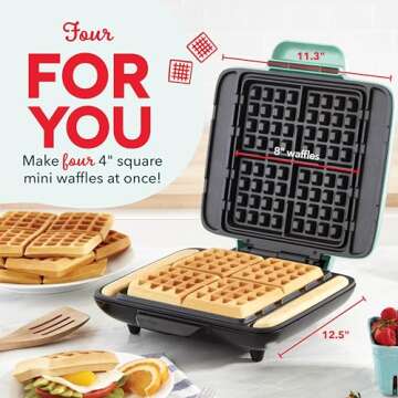 Dash Deluxe No-Drip Waffle Iron Maker Machine 1200W - Mess Free, Non-Stick Design, Perfect for Snack...