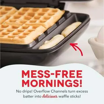 Dash Deluxe No-Drip Waffle Iron - Quick & Easy Breakfast