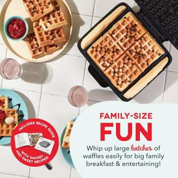 Dash Deluxe No-Drip Waffle Iron - Quick & Easy Breakfast