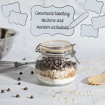 Glass Airtight Food Storage Jars | Set of 4 | 24 oz | Leak Proof