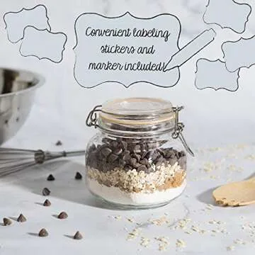 Glass Airtight Food Storage Jars | Set of 4 | 24 oz | Leak Proof