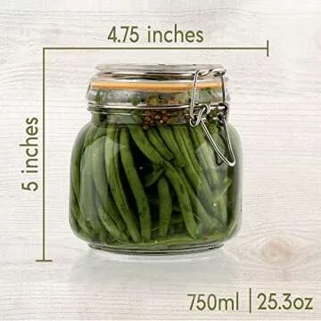 Glass Airtight Food Storage Jars | Set of 4 | 24 oz | Leak Proof