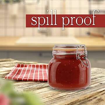 Glass Airtight Food Storage Jars | Set of 4 | 24 oz | Leak Proof