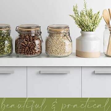 Glass Airtight Food Storage Jars | Set of 4 | 24 oz | Leak Proof