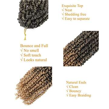 5Packs Pre-twisted Passion Twist Hair 22inch Water Wave Pre Looped Br aiding Hair Crochet Hair for Boho Hair Braiding Passion Black Women Hair Extensions(1B,22inch)