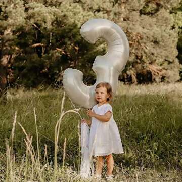 40-inch Sand White Number 3 Balloon for Parties